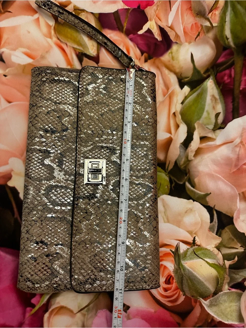 Antique faux Snake-Embossed Wristlet/ Clutch